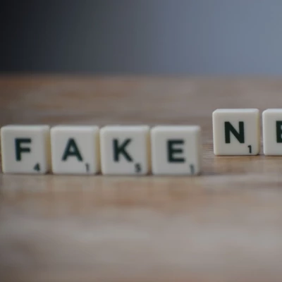aufgestellte Scrabble-Steine auf einem Tisch mit den Worten Fake und news
